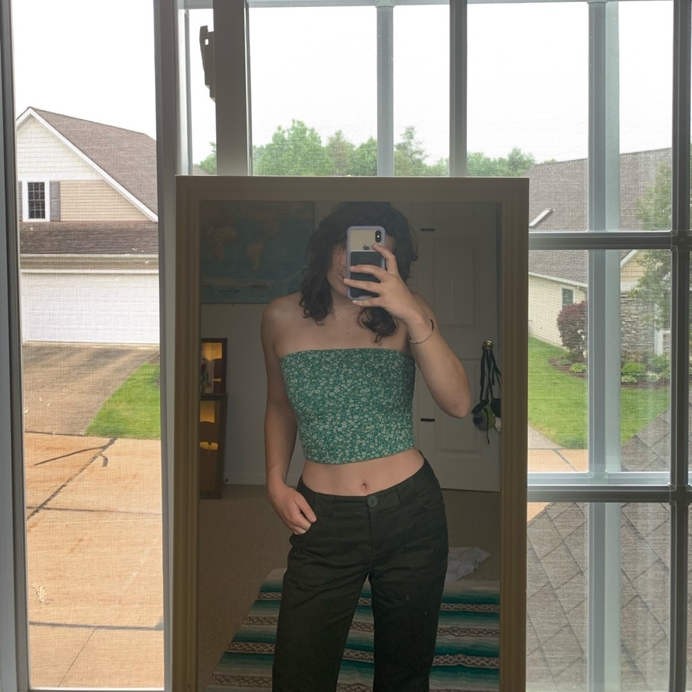American Eagle, Reversible, Green Floral Tube Top